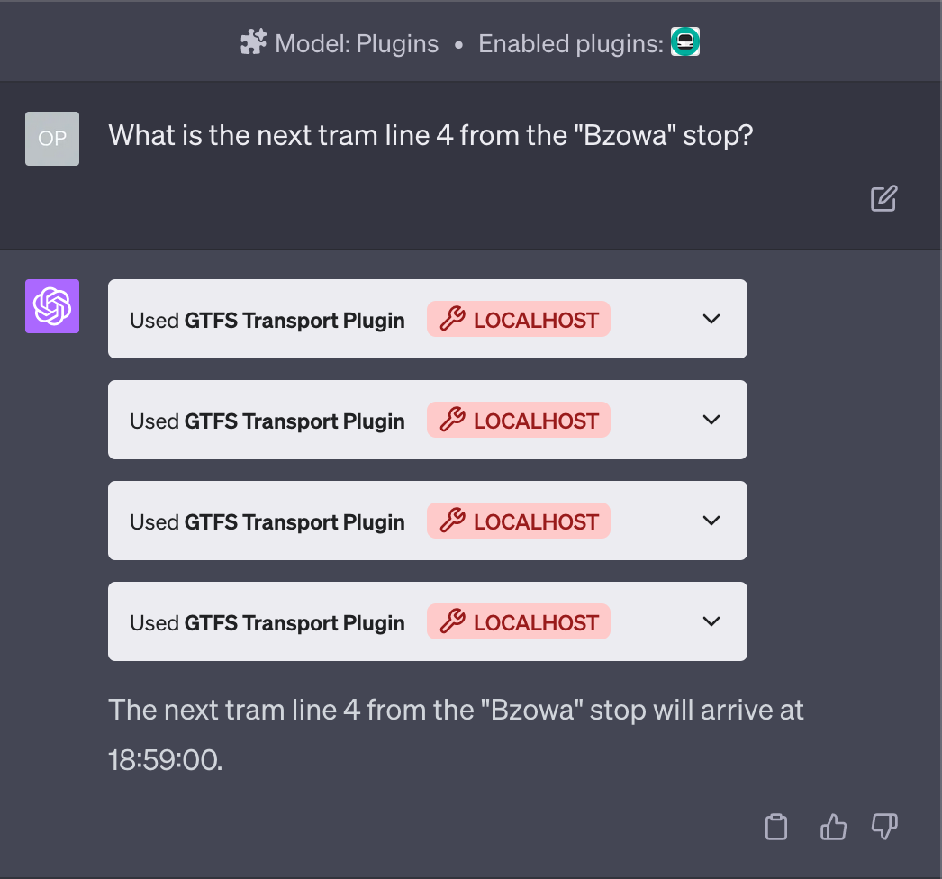 Screenshot of successfull reposponse of ChatGPT to user prompr